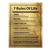 Golden Motivational Quote Art Canvas Painting Cuadros 7 Rules of Life Inspirational Poster Print Wal