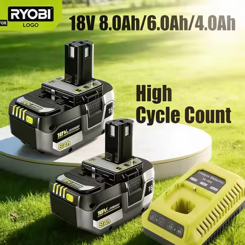 2025 Upgrade RYOBI 18V ONE+ 8Ah Rechargeable Lithium Battery - High-Capacity Long Runtime Compatible