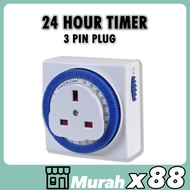 13A 220V 24 Hour 3 Pin Plug In Timer Plug Switch Socket
