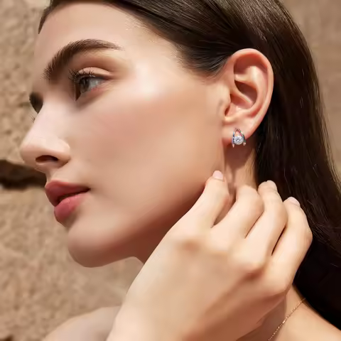 Mishang Jewelry 9K Gold Stud Earring 0.5ct 1ct Round lab grown diamond Earrings for girls and Women 