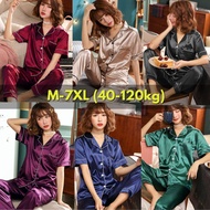 M-7XL Women's Plus Size Pajamas Short Sleeve Pajamas Baju Tidur Lingerie Set Women Pyjamas Sleepwear Satin Nightwear Baju Tidur Baju Tidur Lengan Pendek Pijamas