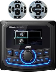 JVC Marine Bluetooth AM/FM/WB Tuner Radio Stereo Rear USB AUX Digital Media Receiver Bundle Combo with (Qty 2) of Wired Remote Controls