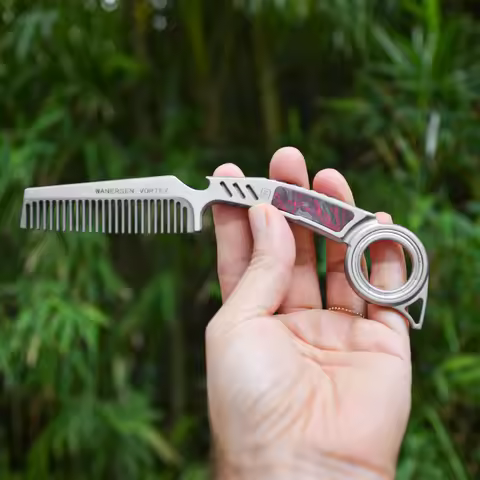 TC21 Titanium EDC Fidget Spinner Comb | Tactical Multi-Tool with Bottle Opener & Anti-Static Design