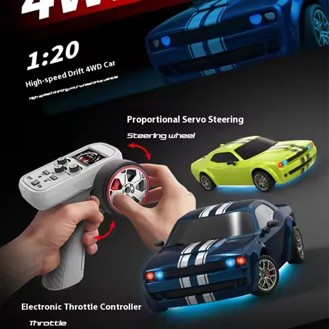 FQD10 Upgraded 1:20 Remote Control Car RC Drift Car With ESP Gyro 2 Sets Tires 20KM/H High Speed LED