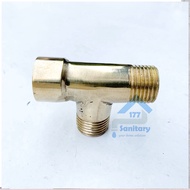 Brass Shower tee 1/2 TLLD-naple Bathtub tee Water Faucet T pipe Fittings pipe Connection toilet Hose brass closet Flexible toilet /X3