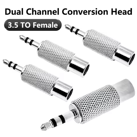 Slivery Metal RCA Female to 3.5mm Male Plug 3 Pole TRS Audio Adapter RCA Jack Socket to 3.5mm Stereo