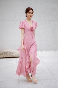 Firrr-Ila Dress- ชุดใส่เที่ยว ชุดออกงาน ชุดเพื่อนเจ้าสาว beige xl