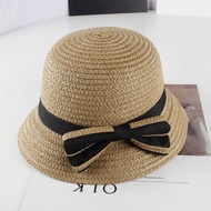 New Rolled Bow Bowl Hat Children's Ribbon Bows Straw Cap Summer Outdoor Beach Anti-UV Sun Hats Baby Girls Leisure Panama Caps