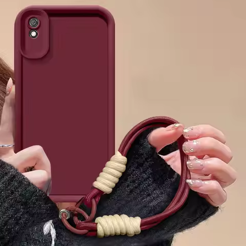 For Xiaomi Redmi 9A Sports Case Xiaomi Redmi 9i 9AT Phone Case Weaving lanyard Cover Skin Feel Prote