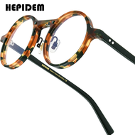 HEPIDEM แว่นตาอะซิเตตผู้หญิงใหม่วินเทจแว่นตากรอบกลมญี่ปุ่นทำมือแว่นตาแว่นสายตาใสย้อนยุค9194