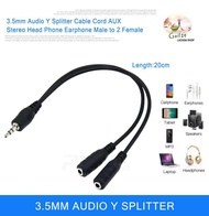 สาววายเคเบิลสเตอริโอ แยก เสียงหรือไมโครโฟน ออกเป็น 2 ช่อง สำหรับ Smartphone Tablet PC ( 3.5MM AUDIO Y SPLITTER ) 3.5mm audio Y splitter cable cord aux stereo head phone earphone male to 2 female
