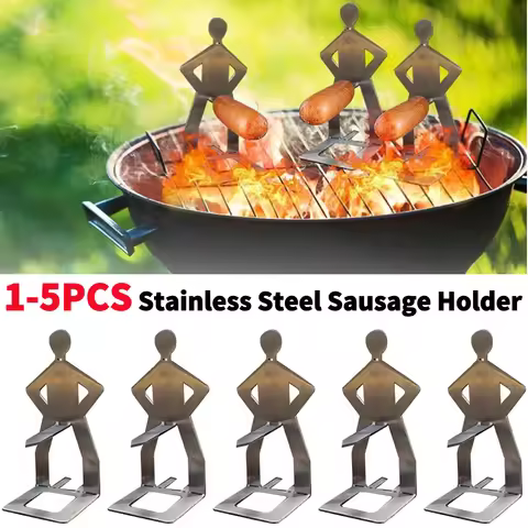 BBQ Stainless Steel Funny Sausage Roaster Novelty Party Camping Gifts Standing Man Sausage Rack for 