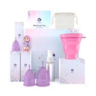 Reusable Menstrual Cup,Silicone Period Cups, Soft, Comfortable & Environmentally Friendly - Set of 3