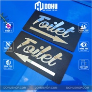 Toilet direction sign, toilet direction sign with white mirror finish - glue