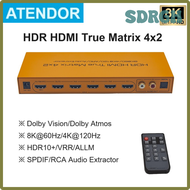 SDRGH 8K HDMI-compatible 2.1 Matrix 7.1 Audio Extractor Switch Selector 4 Port Splitter SPDIF 5.1 2C