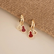 YICAN | Wine Red Diamond-encrusted Gourd Earrings