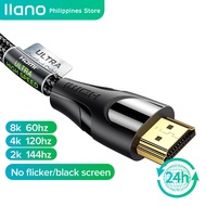 Llano HDMI 8K 2.1 3D Braided Cable To 60Hz/144Hz Ultra High Speed Transmission 48Gbps HDR For HDTV Ps5/Ps4 Pro Switch Xbox