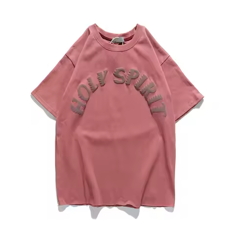 Y2k Kanye West 3D Foam Letter Print Short-sleeved T-shirt Men and Women O Neck Streetwear Cotton Har