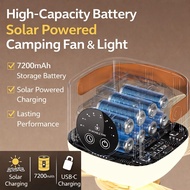 Portable Camping Fan with Light USB-C Rechargeable Hanging Tent Fan 7200mAh Outdoor Travel Fan Lamp