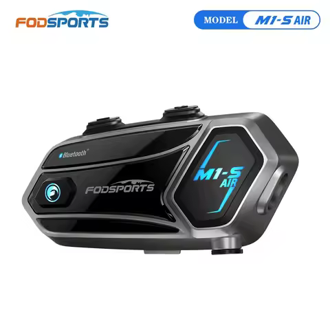 Fodsports M1-S AIR Motorcycle Intercom,Bluetooth Helmet Headset,Moto Interphone,4 Riders,FM Radio,Mu
