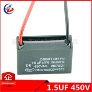 5pcs CBB61 starting capacitance AC Fan Capacitor 1.5uf 450V CBB Motor Run Capacitor