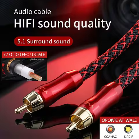 YYAUDIO 4N OFC 75ohm Hifi Digital Coaxial Audio Video Rca Cable Hi-end RCA to RCA Male Subwoofer Aud