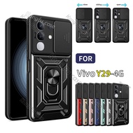 Slide Camera Lens Case For Vivo Y29 Y19S VivoY29 Y 29 19S 4G Shockproof Phone Case Armor Holder Ring