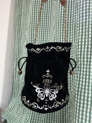 二手 Anna sui 黑絨布小提袋