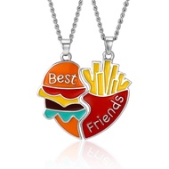 2 Pcs BFF Necklace Friendship Necklace Cute Hamburger and Fries Jewelry Pendant Best Friend Girl Nec