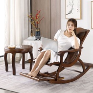 HY-D Jiamutang Short Solid Wood Rocking Chair Recliner Chinese Balcony Chair Leisure Chair Rocking Chair for the Elderly