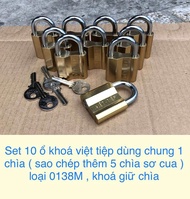 Set 10 ổ khoá việt tiệp dùng chung 1 chìa ( sao chép thêm 5 chìa sơ cua ) loại 0138M khoá giữ chìa