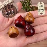 Pear-shaped sandalwood keychain with hanging string