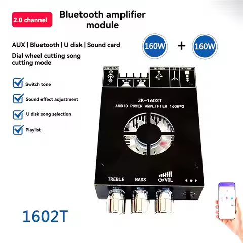 CJSD-ZK-1602T Bluetooth Audio Power Amplifier Module TDA7498E 160WX2 High Bass Adjustment Amplifier 