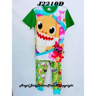 🇲🇾 210D Boy Cartoon Cotton Short Sleeve Sleepwear Pajamas Set Baby Shark (8y, 9y, 10y, 11y, 12y)