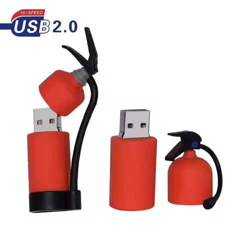 Cartoon Fireman Extinguisher Pendrive Fire Truck 128GB Pen Drive 256G USB Flash Drive 16GB 32GB 64GB