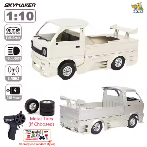 WPL D12 D12 Suzuki Carry 1/10 Dirft Climbing Truck LED Light On-road 260 Brushed Motor Pink D12 Car 