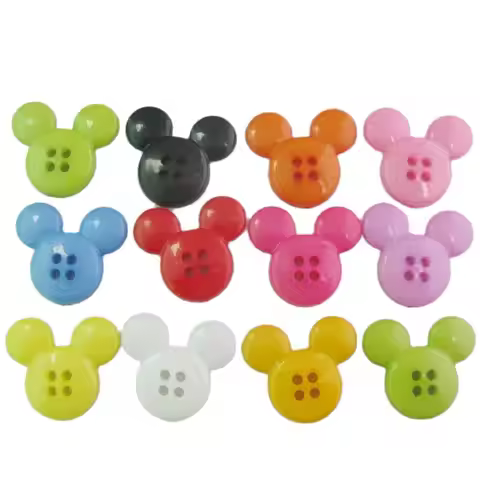 H099 Fashion Plastic Buttons Black Mickey Shape Cartoon Button 50Pcs Sewing Supplies