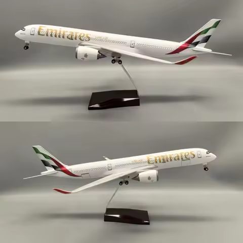 1/142 Scale 47CM Emirates Airplane A350 UAE Airline Model W LED Light & Wheel Diecast Plastic Resin