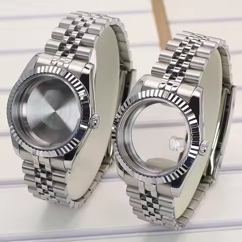 Fenya 36mm 40mm Fluted Curved Men Watch Case 5-link Bracelet Sapphire For Datejust Seiko NH35 NH36 4