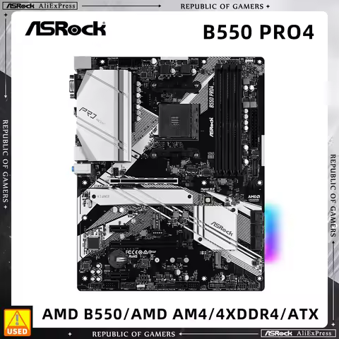 ASRock B550 PRO4 Motherboard Support 5600G 5700X3D 5800X3D CPU DDR4 4533MHz 128GB M.2 NVME AMD B550 