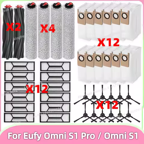Compatible For ( Eufy Omni S1 Pro / Omni S1 ) Vacuum Parts Main Roller Side Brush Mop Cloth HEPA Fil