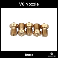 V6 Brass E3D Nozzle for 1.75MM Filaments 0.2/0.4/0.6/0.8MM Diameter for 3D Printer Prusa E3D V6