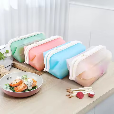 BAP Free Silicone Fresh Keeping Bag Reusable Food Storage Bags Fruit Sealed Lunch Bag Travel Contain