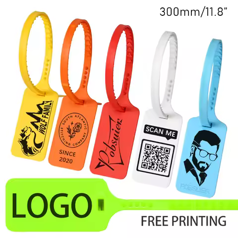 100Pcs Custom Logo Tag Zip Ties Off Labels White Plastic Security Seals Garment Shoes Bag Brand Logo