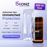 OKONZ iPhone Screen Protector for 17 Pro Max/16 Pro/17e/15/14/13 Plus Full Tempered Glass Clear Priv