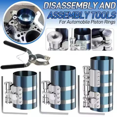 Piston Ring Compressor 3/4/6 Inch Ratchet Clamp Disassembly Tool Set- Adjustable 53-175mm Car Piston