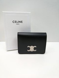 Celine Triomphe compact Wallet 黑色銀包