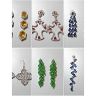 Three Pieces Free Shipping Colorful Zircon Korean Version Earrings Exaggerated Fashionable Temperame