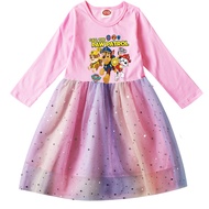 PAW Patrol Birthday long sleeve Flower Girl Dress1st Girls Baptism Dress for Flower Girls Wedding Go
