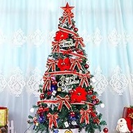 Artificial Christmas Tree Pre-Decorated,premium Hinged Spruce Tree,easy Assembly Holiday Decoration Sturdy Metal Stand-golden 6.9ft((Christmas tree gifts) (Red 6.9ft(210cm)) Fashionable